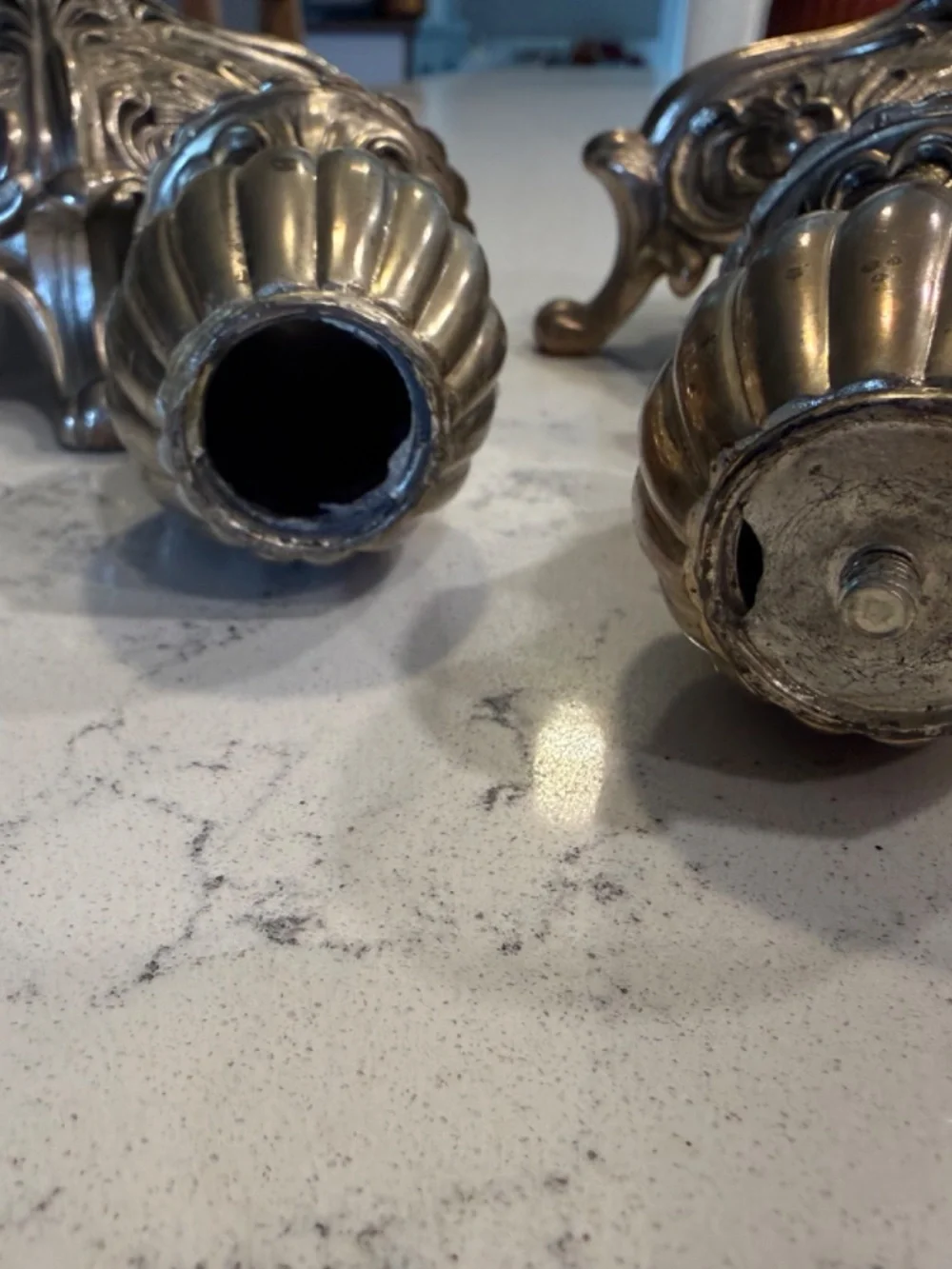 Vintage Japan Silverplate Rococo Candlesticks Pair Ornate Project Restoration